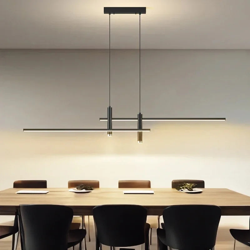 Lustre plafonnier minimaliste à double barre