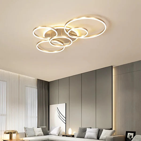 Plafonnier moderne led avec anneaux suspendus