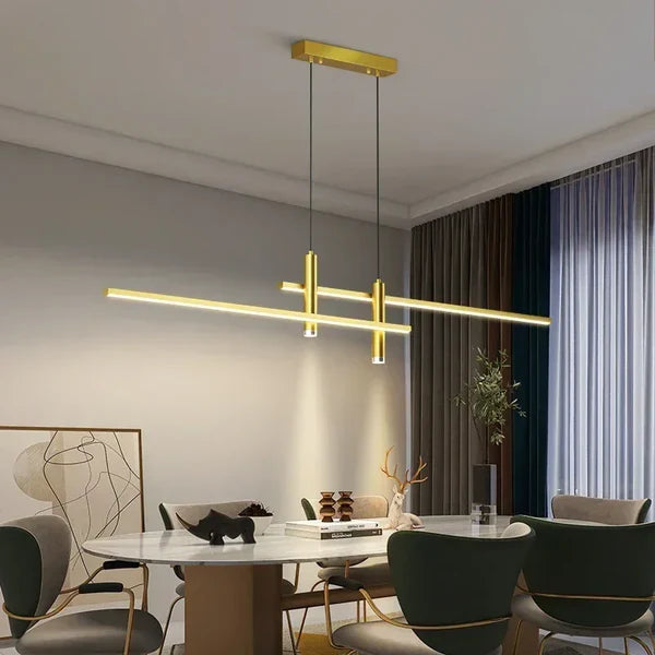 Lustre plafonnier minimaliste à double barre