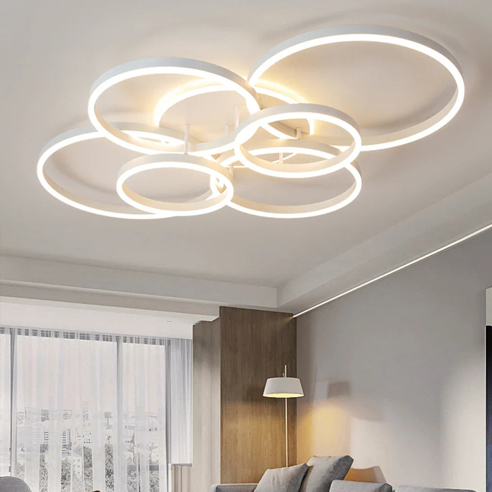Plafonnier moderne led avec anneaux suspendus
